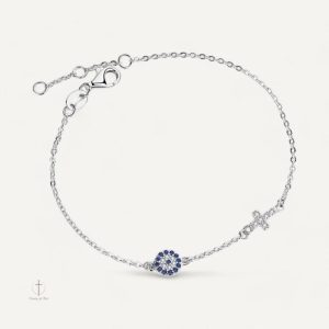 Bracelet Croix avec symbole du Mauvais Oeil