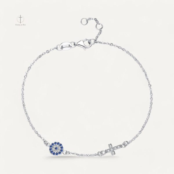 Bijou spirituel : Bracelet Croix avec Mauvais Oeil