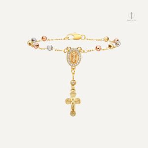 Bracelet Croix Médaille Vierge en couleurs variées