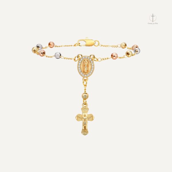 Bracelet Croix Médaille Vierge en couleurs variées