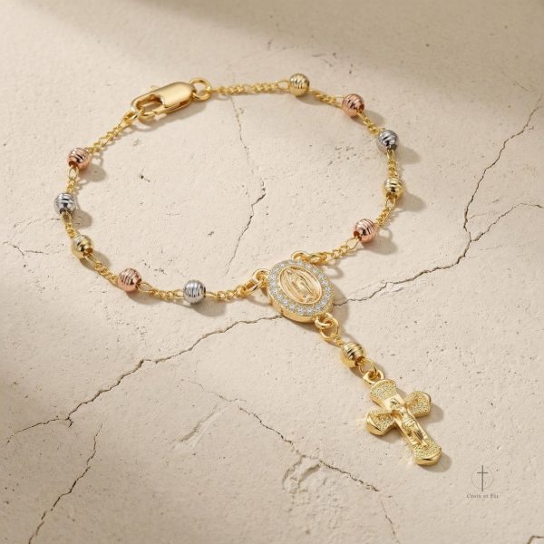 Bijoux Croix avec design de Vierge en teintes vives