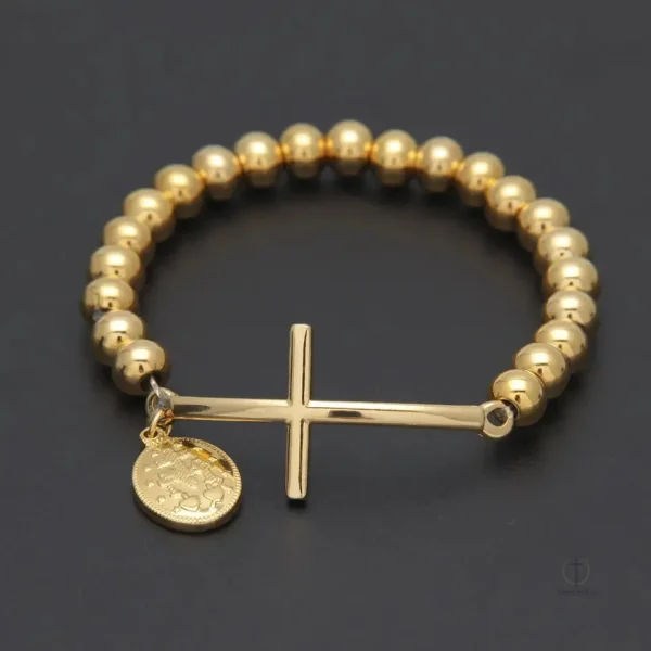 Bracelet Croix avec image de la Vierge Marie en pendentif