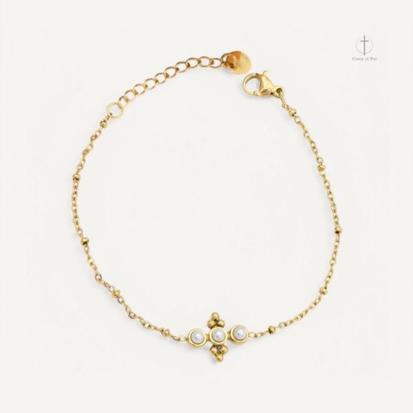 Bracelet Croix Élégant avec Perles