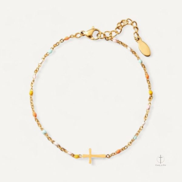 Bracelet Croix Minimaliste en perles élégantes