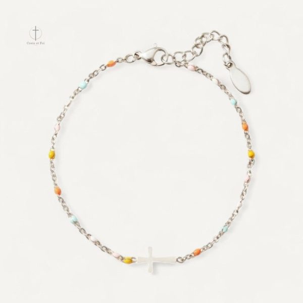 Bracelet en perles avec motif croix moderne
