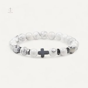 Bracelet avec Croix en pierres colorées