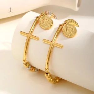 Bracelet décoratif représentant la Vierge et croix