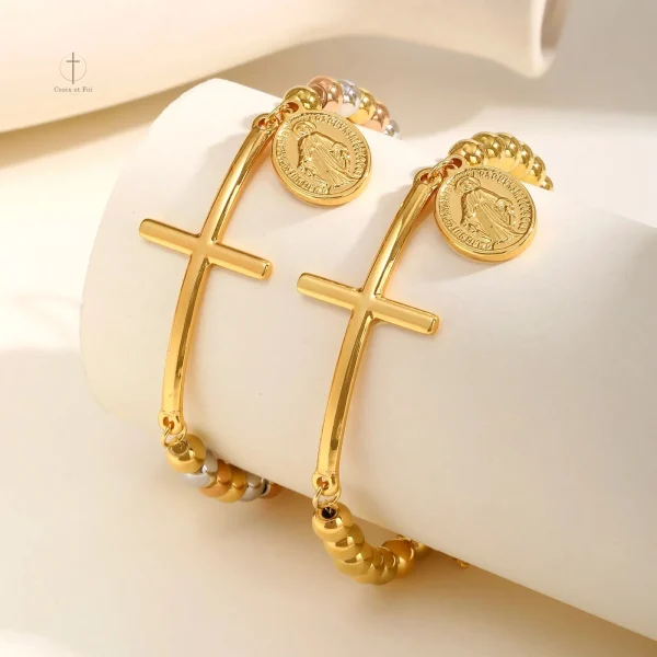 Bracelet décoratif représentant la Vierge et croix