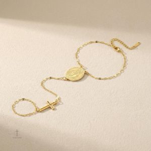 Bracelet chic avec Croix et image de la Vierge