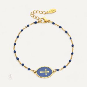 Bracelet en Émail avec Croix en Breloque