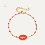 Breloque croix sur bracelet en Émail coloré