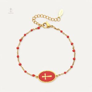 Breloque croix sur bracelet en Émail coloré