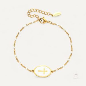 Accessoire tendance : bracelet avec croix en Émail