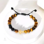 Bracelet Croix moderne avec Oeil de Tigre