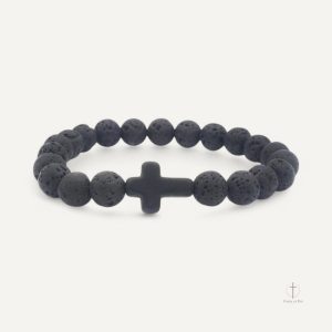 Bracelet Croix en Pierre Naturelle avec motif chrétien