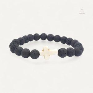 Accessoire religieux en pierres naturelles, style croix chrétienne