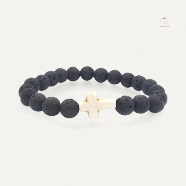 Accessoire religieux en pierres naturelles, style croix chrétienne