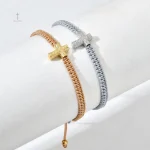 Bracelet ajustable orné d'une croix, parfait pour un cadeau