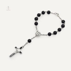 Chapelet noir dizainier en perles élégantes