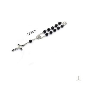 Accessoire religieux noir, chapelet dizainier en perles