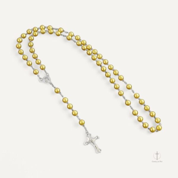 Chapelet jaune en perles classiques pour la prière