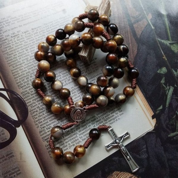 Bracelet chapelet Oeil de Tigre, perles naturelles et élégantes
