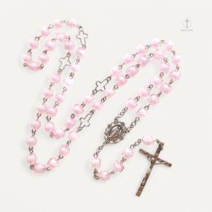 Chapelet en perles roses, accessoire spirituel élégant