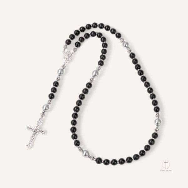 Chapelet avec perles et crucifix en argent