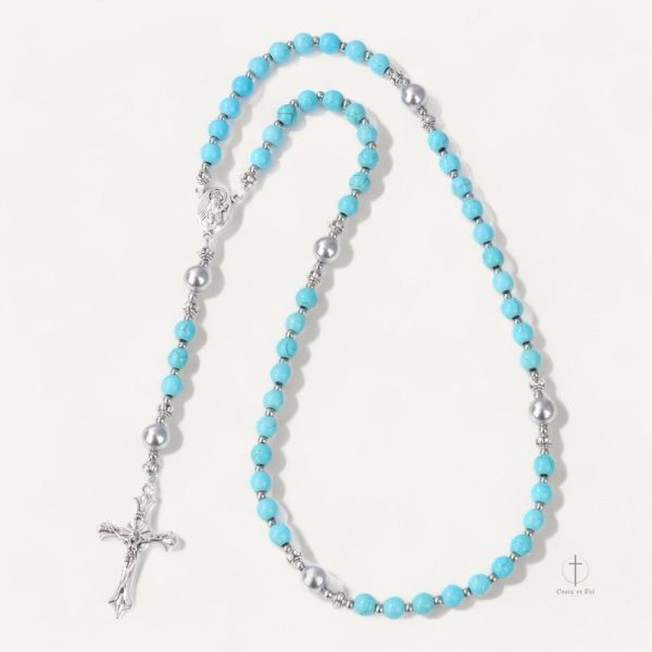 Perles de chapelet avec détails en argent