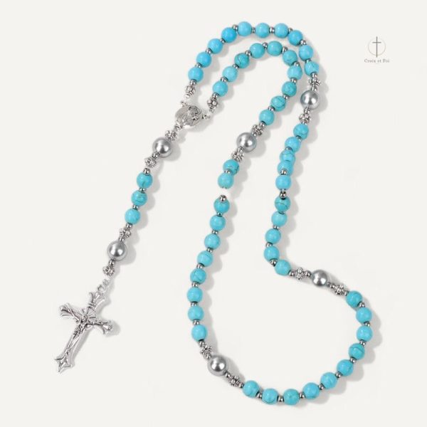 Chapelet décoratif avec crucifix argenté