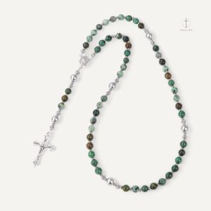 Chapelet en marbre vert élégant et spirituel