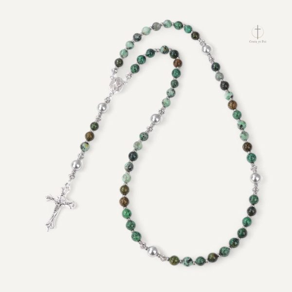 Chapelet en marbre vert élégant et spirituel