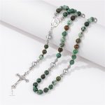 Accessoire religieux : chapelet vert en marbre naturel