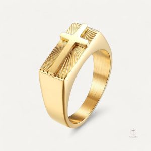 Chevalière Croix en métal avec design élégant