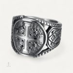 Chevalière Croix de Jérusalem en acier inoxydable