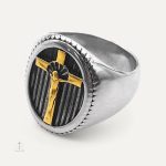 Chevalière Croix de Jésus, bague en métal inspirée par la foi