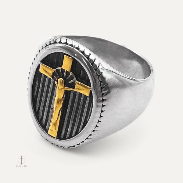 chevaliere-croix-jesus-1 Chevalière Croix de Jésus, bague en métal inspirée par la foi