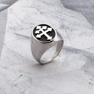 Chevalière argent avec motif Croix de Lorraine