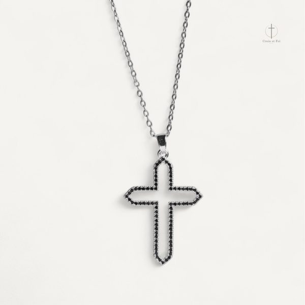 Bijou Croix design élégant noir