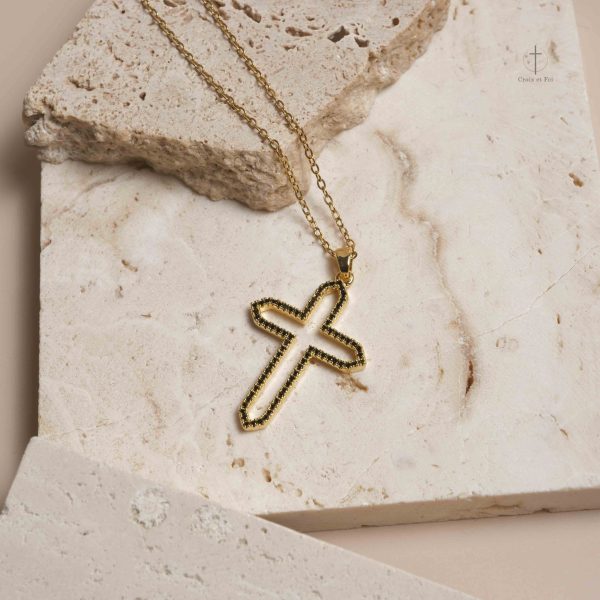 Collier en métal noir ajouré