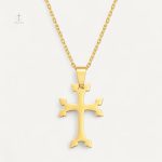 Collier Croix Apostolique en Acier Doré