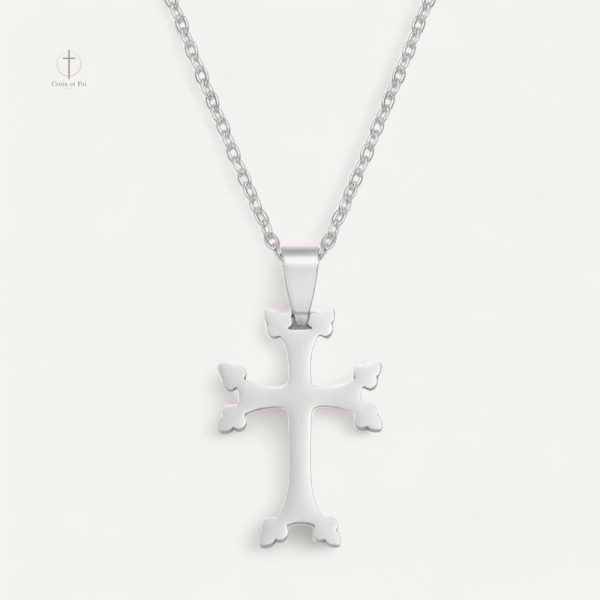 Collier en Acier Doré avec Croix Apostolique