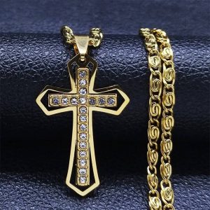 Collier Croix Catholique Homme en acier inoxydable