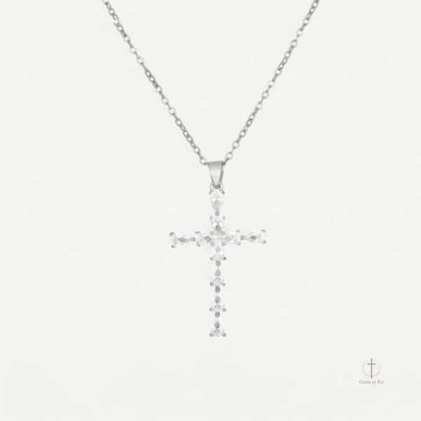 Collier Femme, Croix élégante avec Cristal