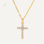Collier Croix Doré avec Cristaux