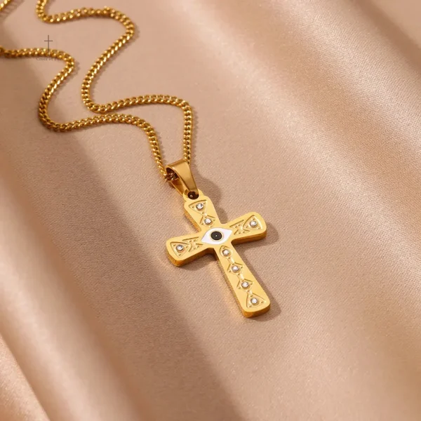 Accessoire mode croix brillante en or