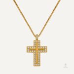 Collier Croix Dorée avec Cristaux