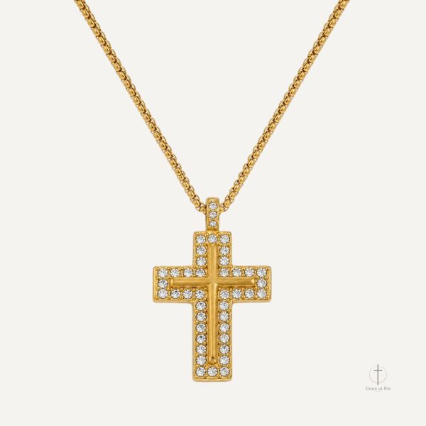 collier-croix-doree-cristaux-1 Collier Croix Dorée avec Cristaux