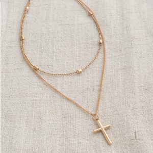 Bijoux Croix avec Double Chaîne Chic