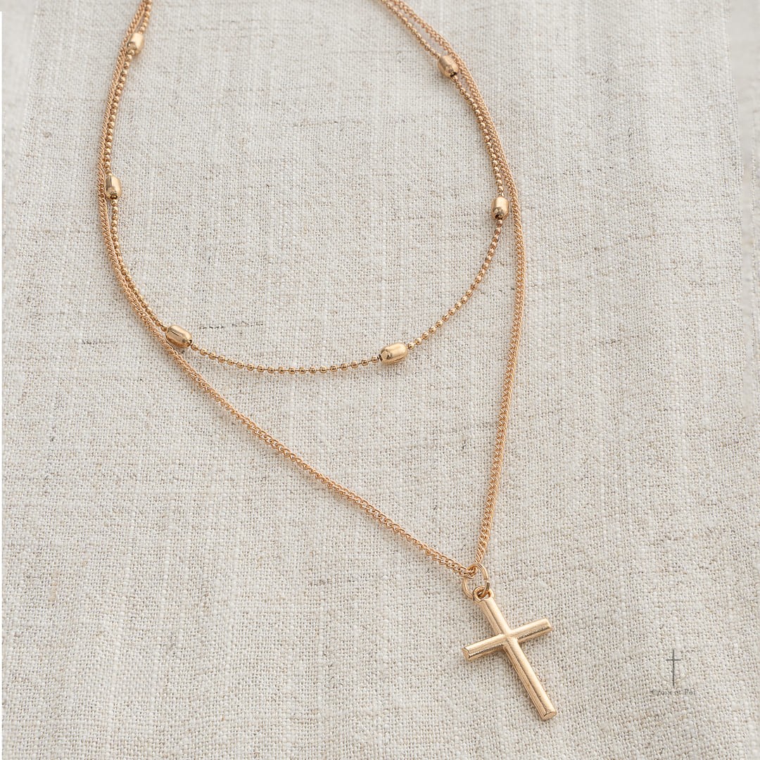 Bijoux Croix avec Double Chaîne Chic